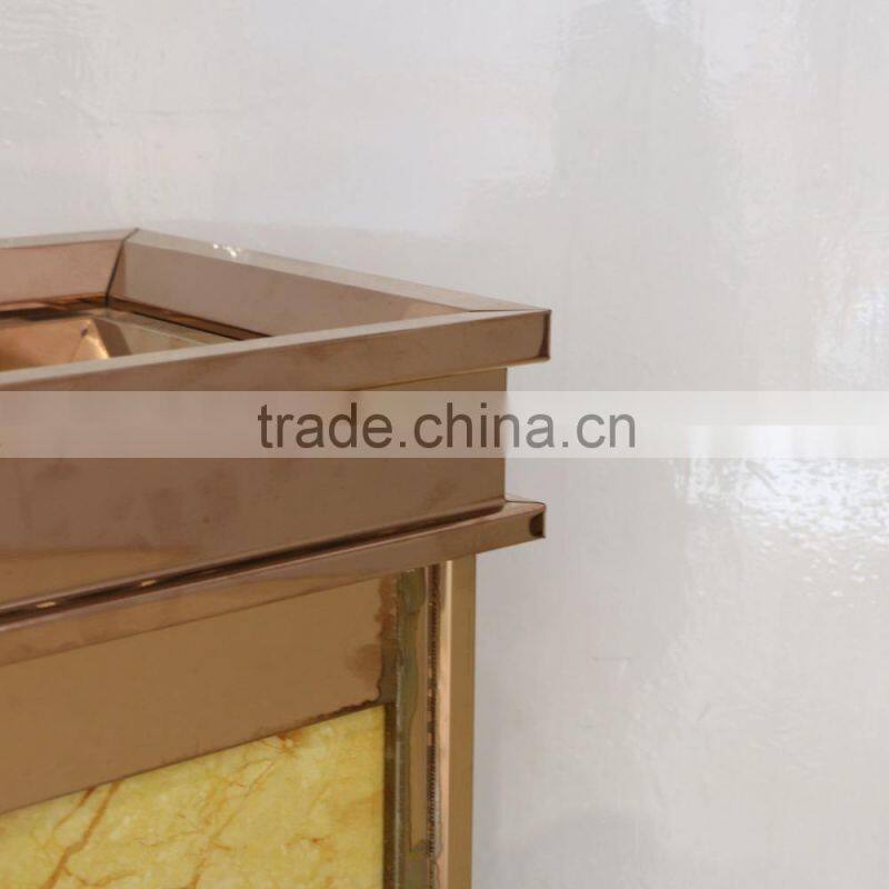 Square hotel marble metal dustbin