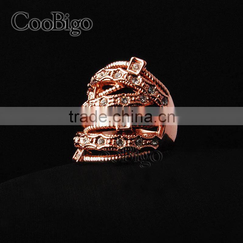 Fashion Jewelry Zinc Alloy Rhinestone Ring Elegant Women Party Show Gift Dresses Apparel Promotion Accessories