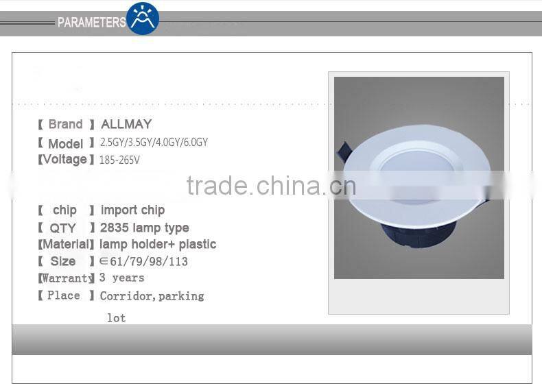 smart lighting 3W LED downlight motion sensor led downlight ceiling light with motion sensor CE ROHs led ceiling downlight