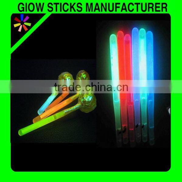 2016 Hot sale 6*80mm glow stick lollipop sticks, glow lollipop stick, glow candy stick