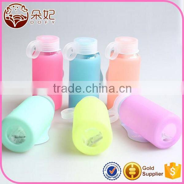 Modern high-grade high quality glass water bottle with silicone sleeve