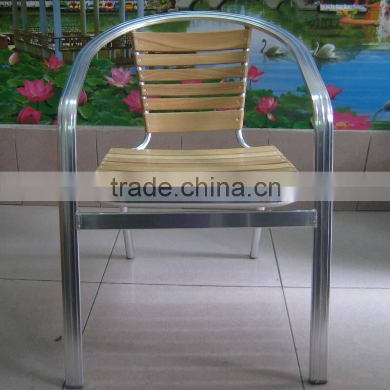 aluminum furniture modern design relaxing wooden stacking garden chair YC050