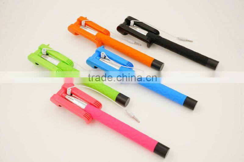 Wired Selfie Stick Handheld Monopod Built-in Shutter Extendable Mount Holder For iPhone