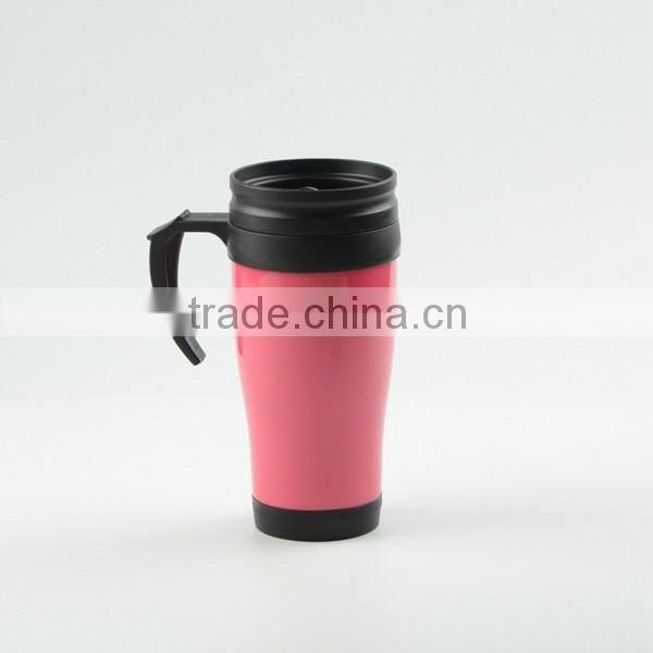Double Wall PP Plastic Coffee Travel Mug With Silicon Band