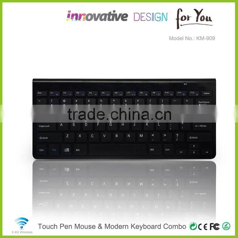 2016 new design patent 2.4G touch pen mouse & modern colored wireless keyboard combo without mouse hand