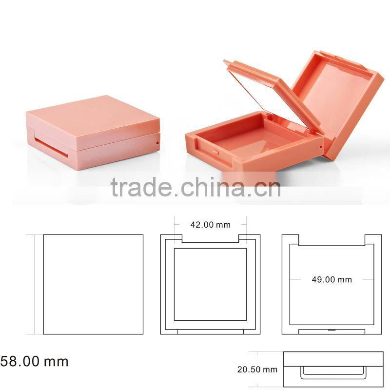 Retangular orange pressed cosmetic empty compact loose powder case