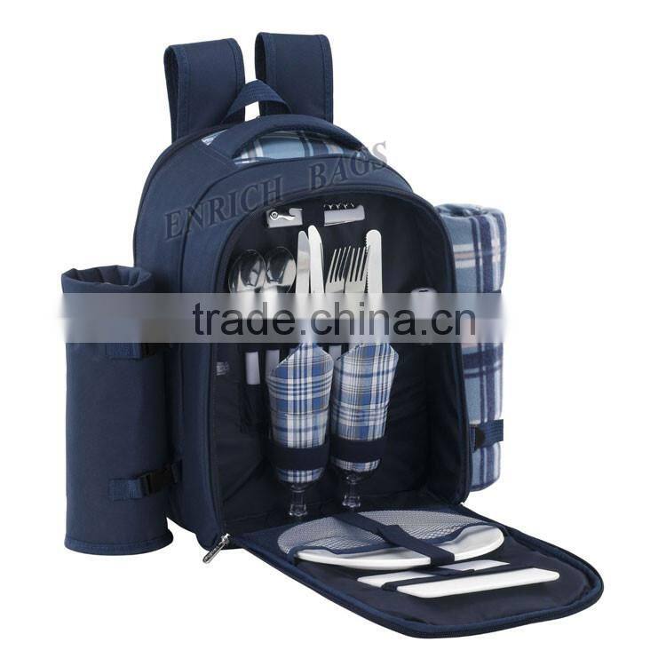 Enrich Picnic Backpack With Cooler Compartment,outdoor person picnic set for 2 person