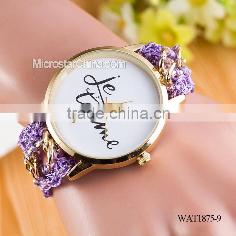 New Classic Geneva Ethnic Braided Analog Quartz Chain jetaime stainless steel watch