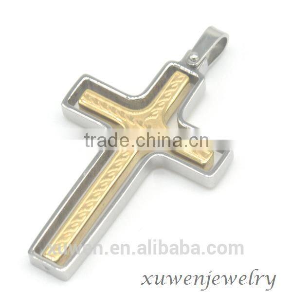 18k PVD two tone gold plated stainless steel mini cross