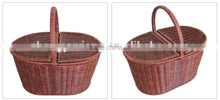 Natural rattan woven fruits picnic basket with cover