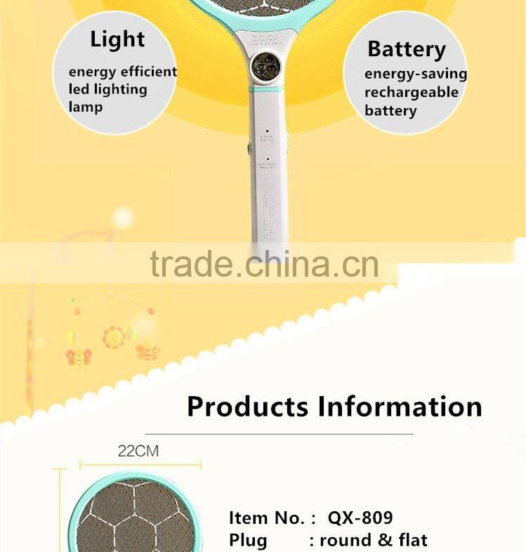 QX809-6 rechargeable electric mosquito bat wire fly swatter Bug Zapper Racket