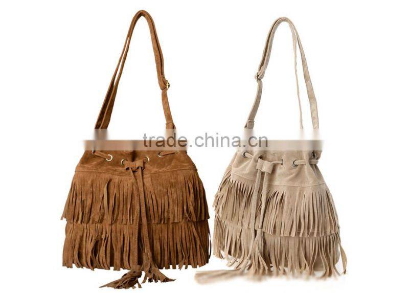 2015 Hot sale Women Tassel Bag Faux Suede Shoulder Bag Women Messenger Bag Wholesale