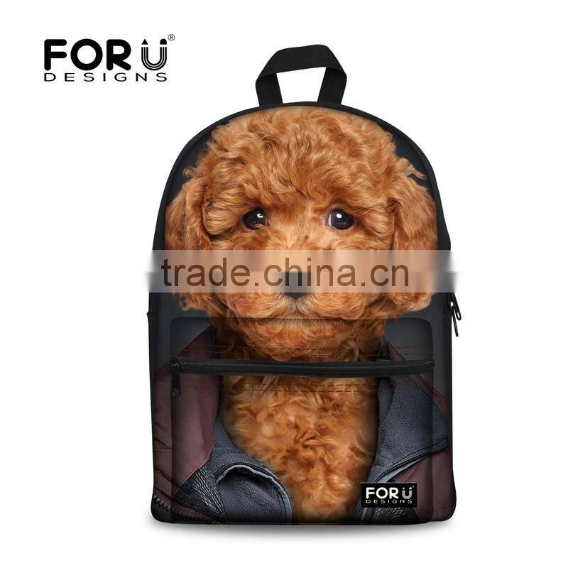 Softback type cute animal dog printing high school backpack for teens