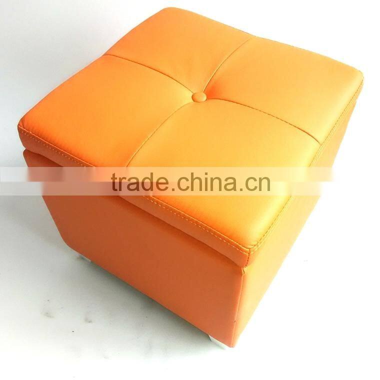 TDST-02-3 QVB JIANDE TONGDA ORANGE COLOR WOODEN FOOT WOOD FRAME PU SEAT HOME PU BENCH STORAGE BENCH SOFA