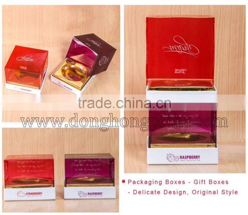 Decorative perfume cardboard gift boxes clear lid