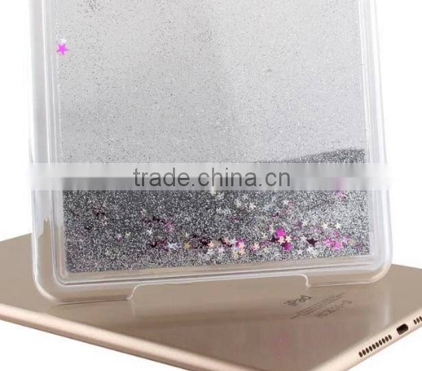 Hard plastic bling bling flowing sand tabet case for ipad mini, for mini ipad 4 cover case sparkling quicksand design