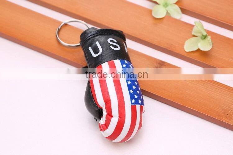 wholesale hot sell PVC leather Brazil flag boxing glove keychain/Brazilian flag boxing glove keyring