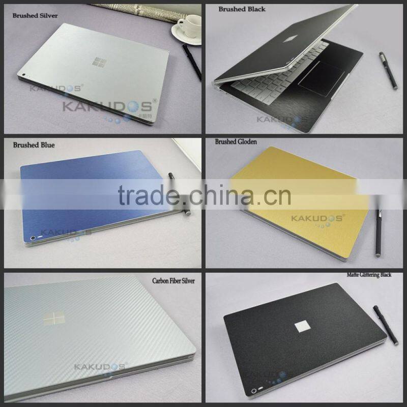 Hot sale full coverage laptop skin sticker brushed aluminium for Microsoft surface book 13.5 inch