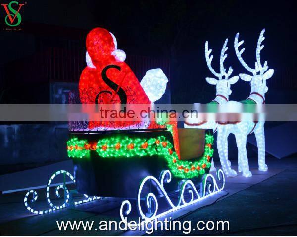 Christmas lights 3D acrylic deer motif light decoration deer carriage light Factory price