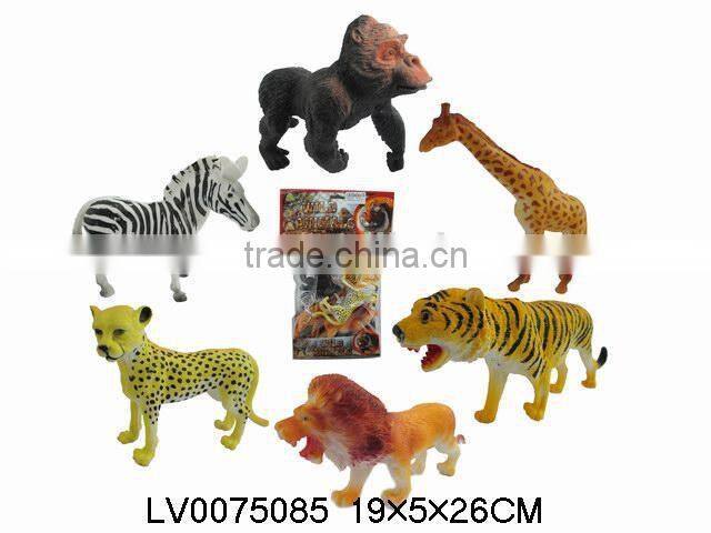 Promotion toys 7"small world wild animals models toys 6 IN 1