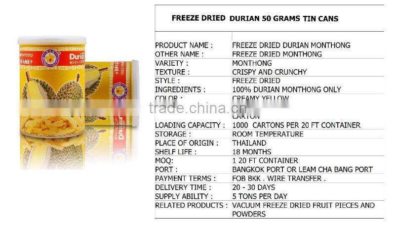 Vacuum Freeze Dried Durian Monthong