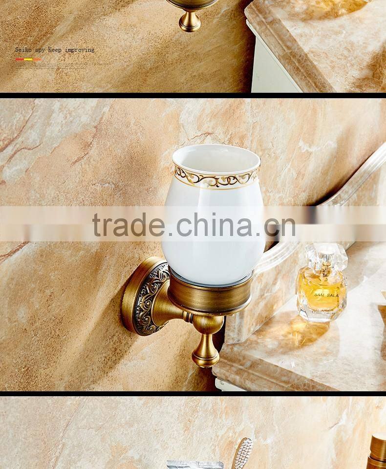889F hotel use bathroom accessory archaize single cup Carve patterns or designs on woodwork single Tumbler Holder