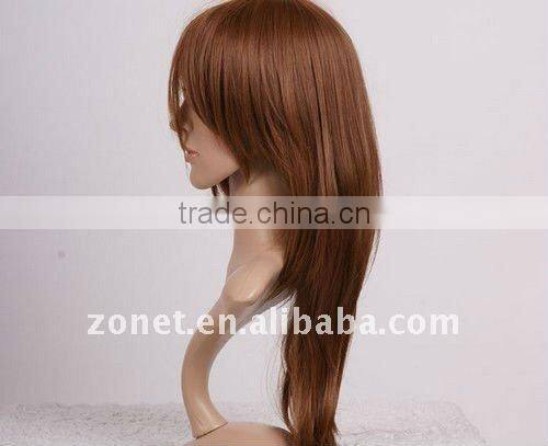 Fashion Cosplay faint red 60cm MOCHA ASH BROWN LONG Wig