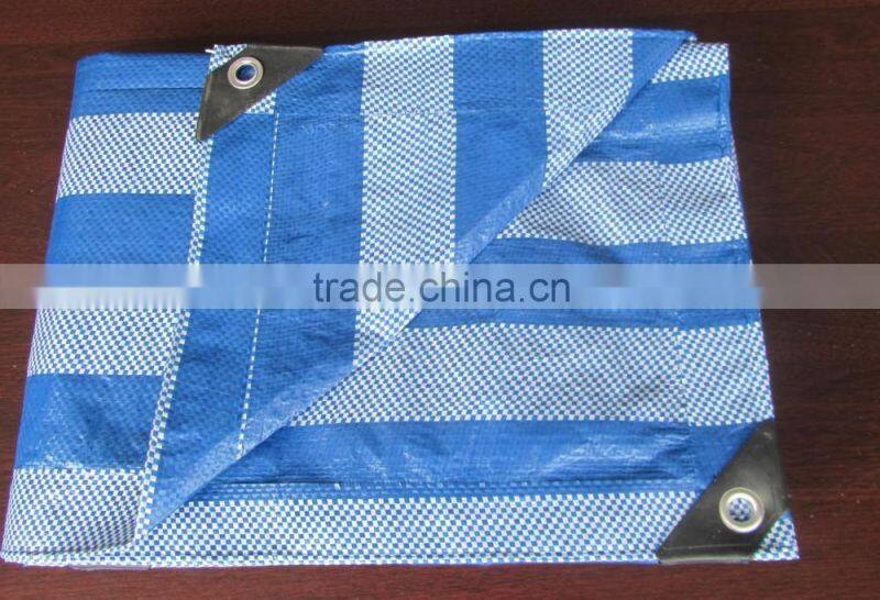 Blue and white striped HDPE tarpaulin plastic cover sheet lona