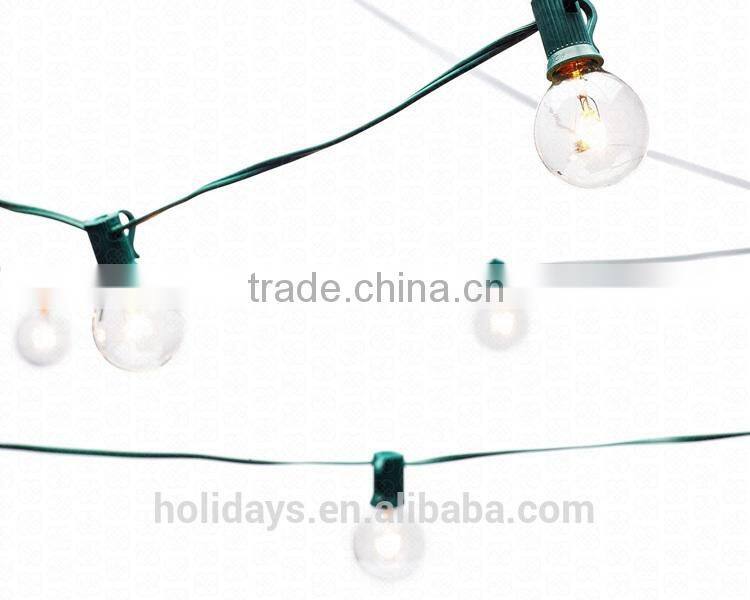 UL Listed Green 25 Clear Bulbs Commercial Outdoor G40 Globe String Lights