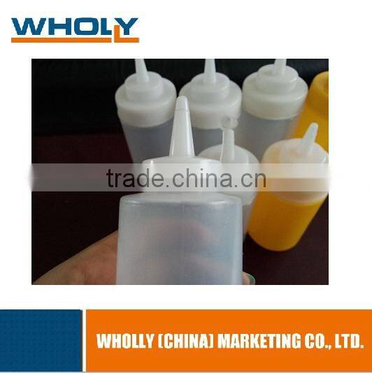 300ml Clear Plastic Ketchup Sauce Soy Squeeze Bottles with Screw Cap