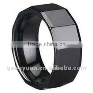 Ceramic Black Faceted Mens Wedding Ring, Hot sell wedding band ceramic ring