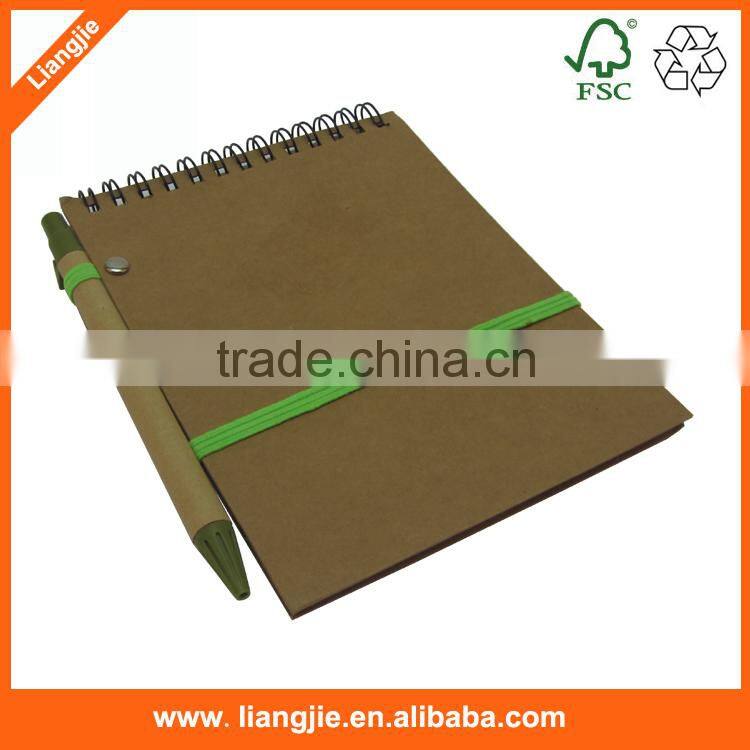Kraft cover spiral writing pads filler papers eco-friendly notebook with pen