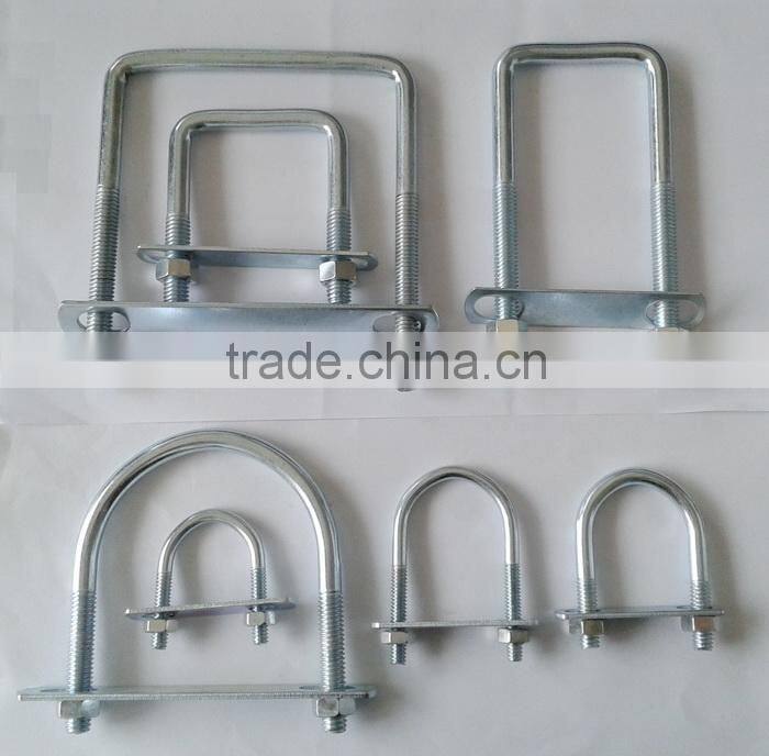 Steel U and round shape pipe clamp, metal pipe strap