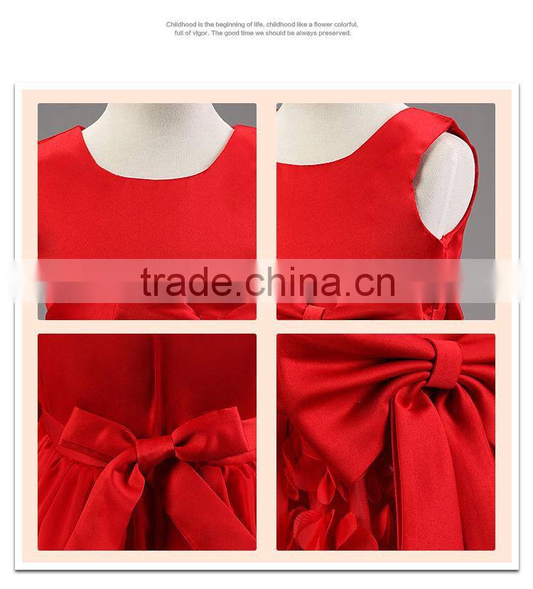 New Cute Fashion Baby Girl's Dress Kids Cotton Rose Flower Bowknot Sleeveless Princess Party Dress Wedding Flower Girl Dresses