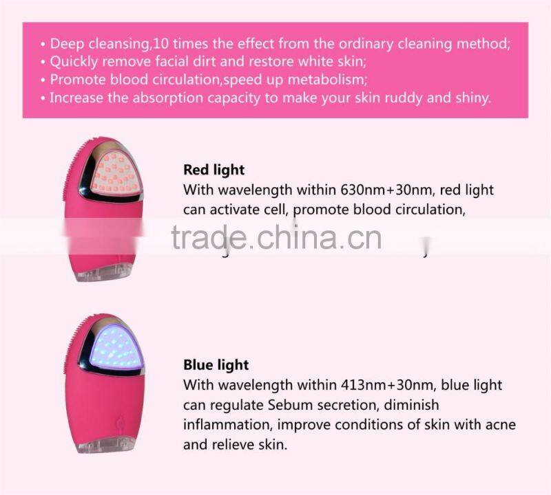 Bsonic led light rechargable electric silicone facial cleansing brush