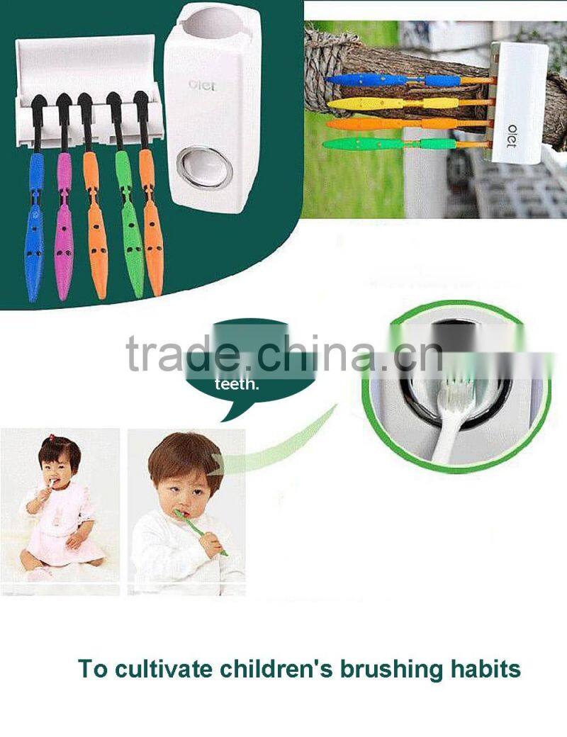 Toothpaste Dispenser Wall Mounted Automatic Toothpaste Squeezer Toilet Brush Holder Hands Free Dust-proof Toothpaste Squeezer