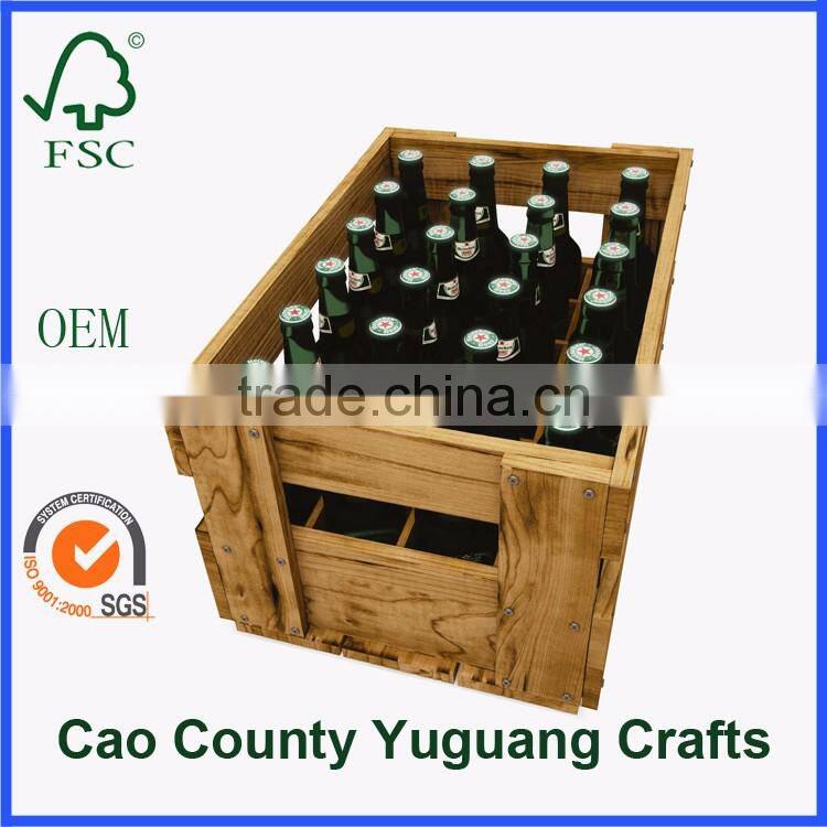 unfinished hot sale fashion wooden beer / wine crate