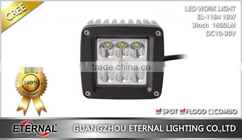 18W cube off-road fog light ATV motorcycle marine headlight dually pillar A spot led work light