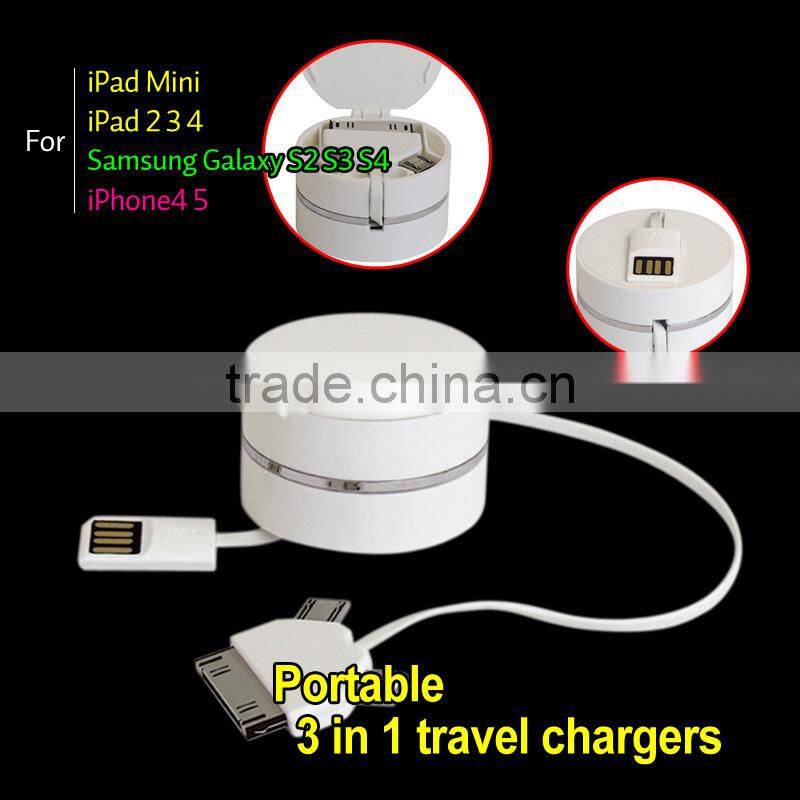 3 in 1 Car charger cable 10 in 1 portable multi usb phone charger cable usb car charger/usb home wall charger AC adapter 3in1