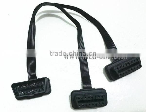 100cm compressed OBD2 Spitter Y cable cross angle 16pin female to 2 pieces 16pin male
