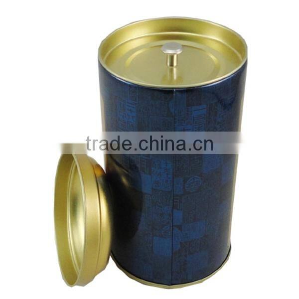 round tin box for tea
