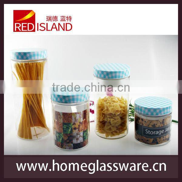 800ml glass cookie jar with lid glass candy jars with colored lid