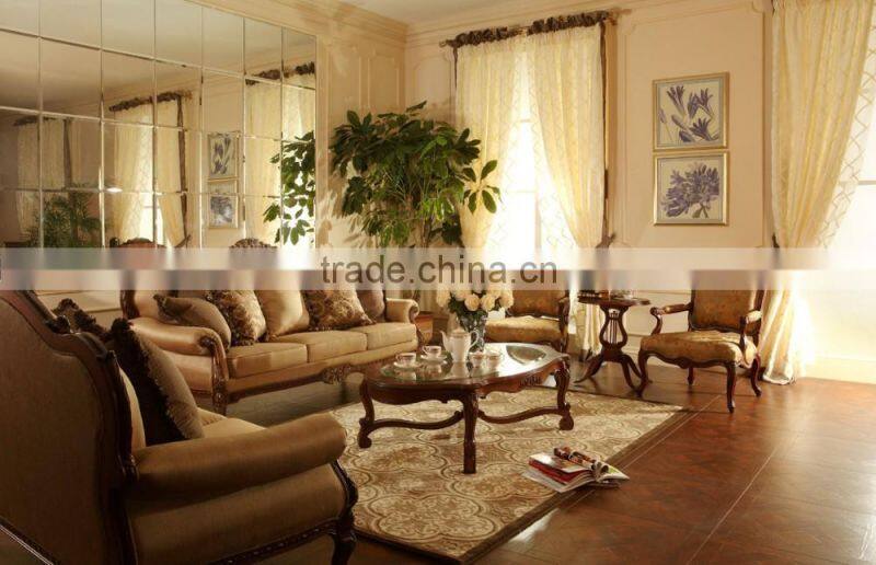 French Style Classic Leather Living Room Sofa Set/Handmade Curved Sofa Couch