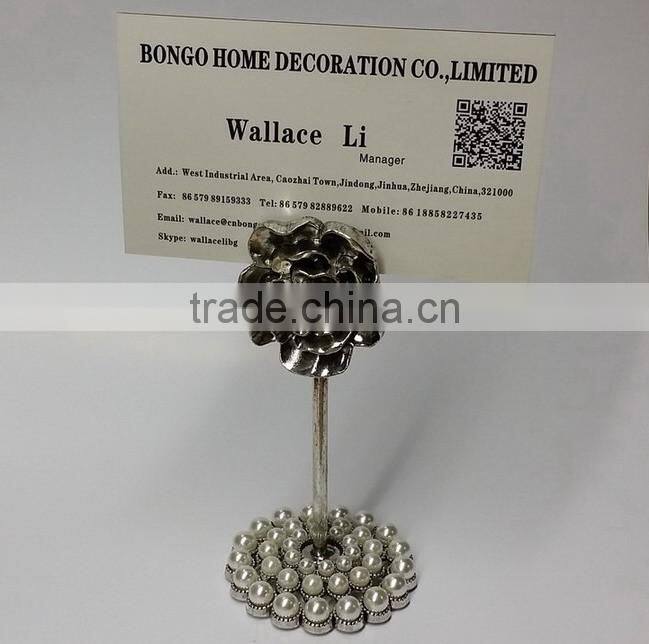desktop pearl jewelled business card holder