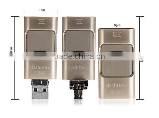 New Customized 3-in-1 OTG USB Flash Drive for IOS & Android Mobile Phone