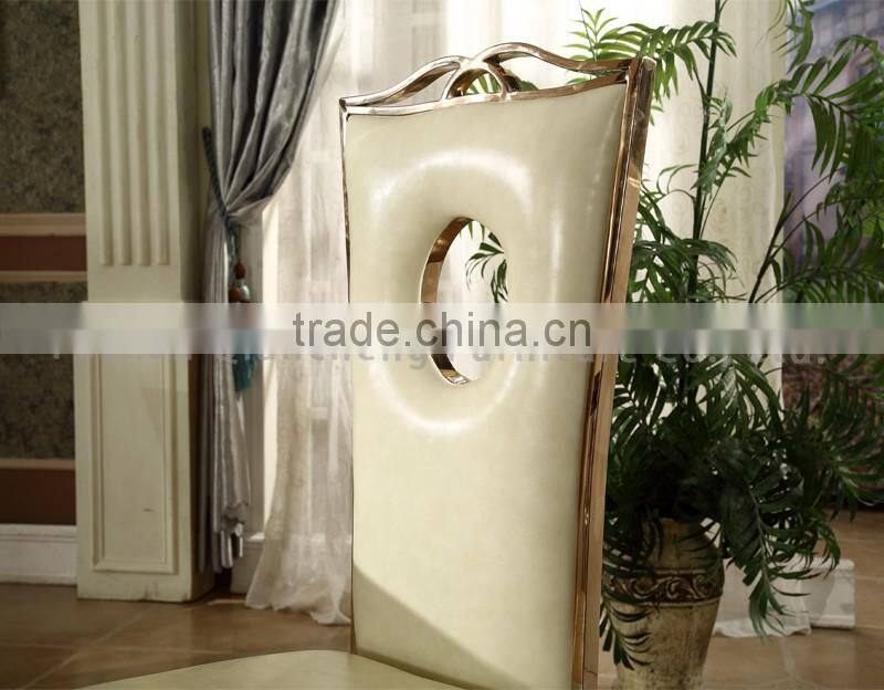 stainless steel leg leather dining chair modern