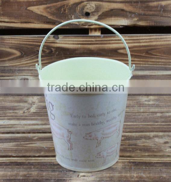 2014 autumn new design pig metal bucket home decor