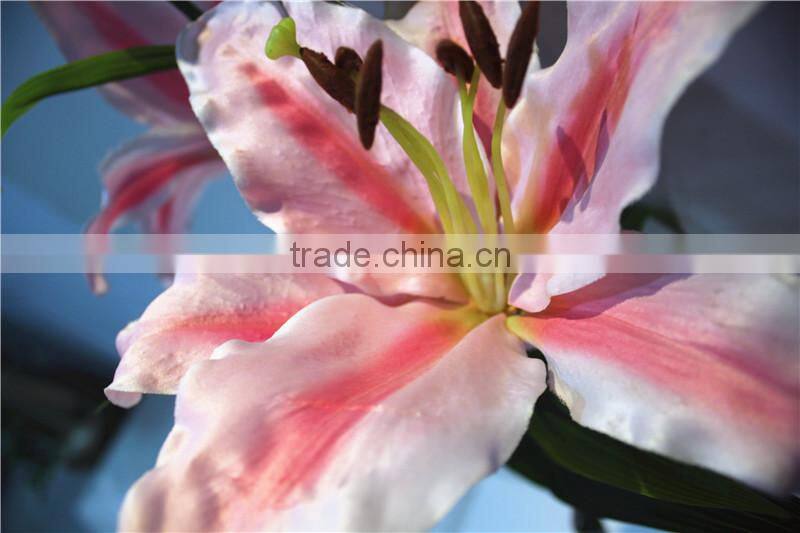 Home garden creepers decoration 110cm Height artificial pink 2 flowers 2 bud Lily making EBHH04 2211