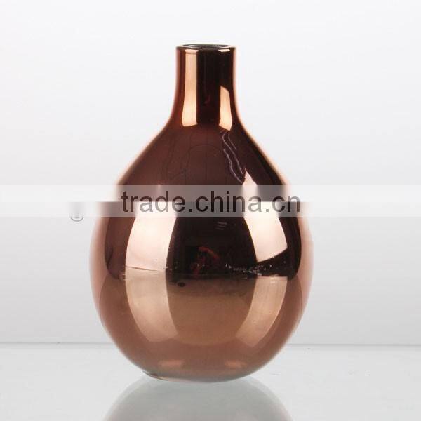 hand made cheap cute mini green and rose gold color galss vase pastorable