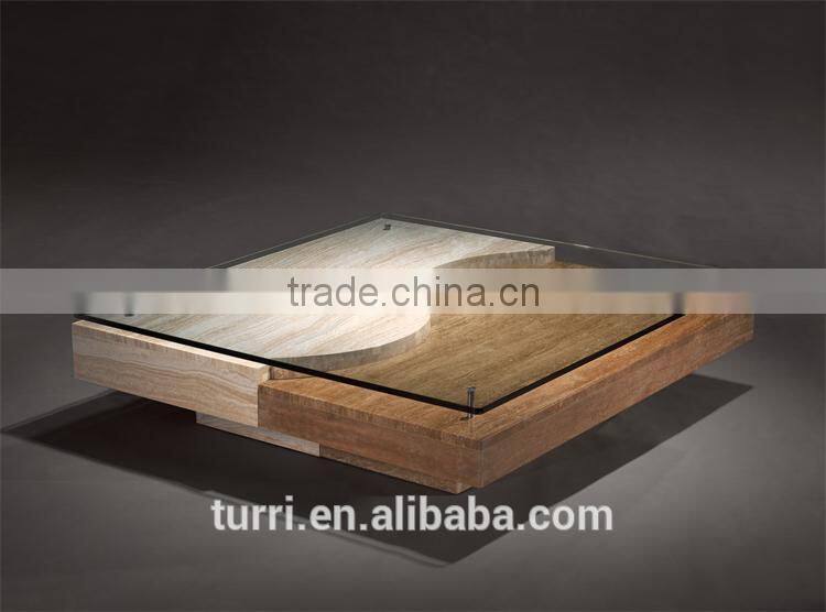 New Design luxury marble base glass top tv stand